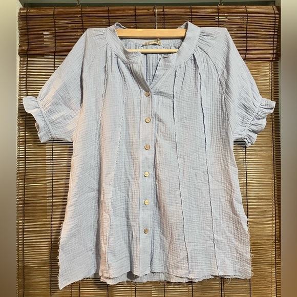NWT!  Light Blue  Women's Button-Up Top - Picture 2 of 8